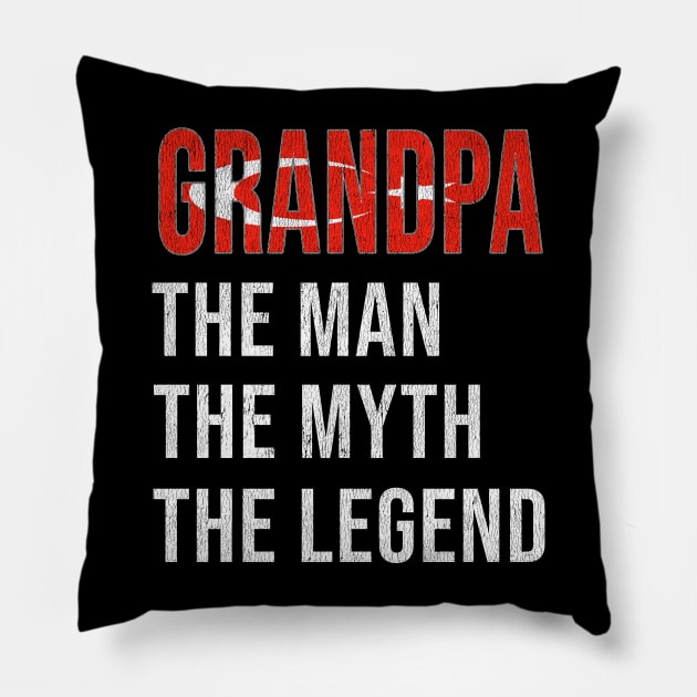 Grand Father Turkish Grandpa The Man The Myth The Legend - Gift for Turkish Dad With Roots From  Turkey Pillow by Country Flags