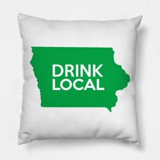 Iowa Drink Local IA Green Pillow