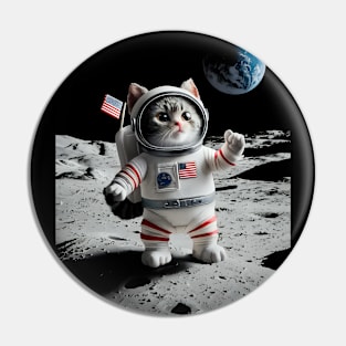 Astronaut cat on moon Pin