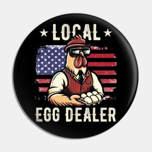 Local Egg Dealer 4th Of July Chicken American Flag Pin