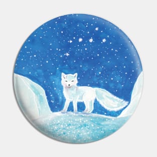 Arctic Fox in winter Illustration Pin