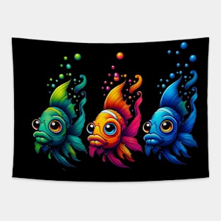 Colorful Funny Fish Tapestry