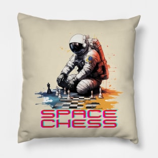 Stellar Strategy The Astronaut Playing Chess in Space Pillow