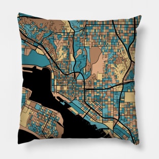 San Diego Map Pattern in Mid Century Pastel Pillow