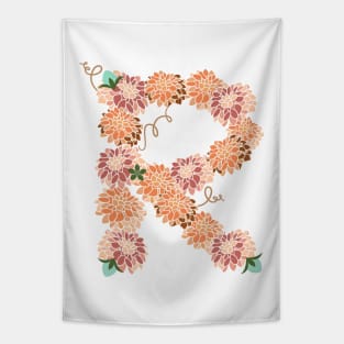 Letter R Floral Tapestry