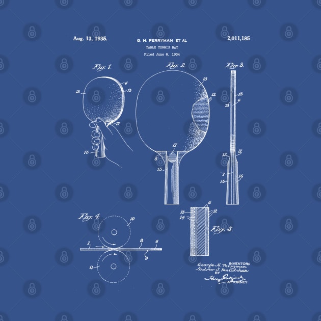 Table Tennis Patent - Tennis Paddle Art - Blueprint by patentpress