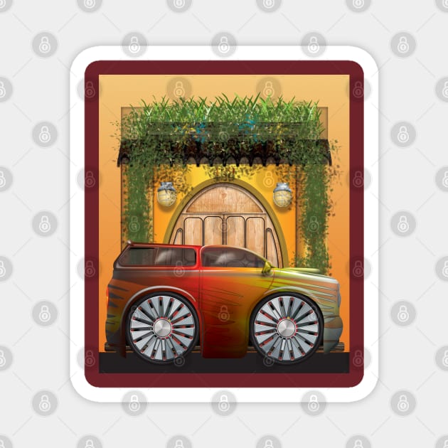 CS Cartoon Machines PickUp Truck And House V 2.1.3sm. Magnet by OmarHernandez