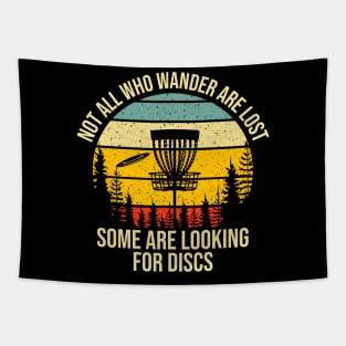 Funny Disc Golf Basket Wandering Art For Disc Golf Players Tapestry