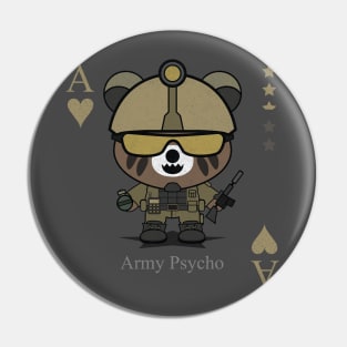 Army Psycho Evil bear holding gun cute scary cool Halloween card Nightmare Pin