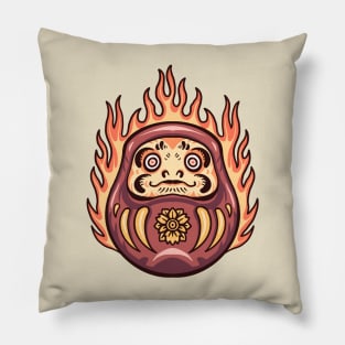 flaming daruma tattoo Pillow