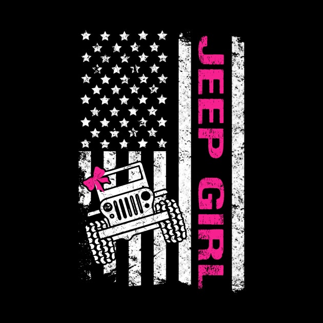 Jeep Girl American Flag Jeep Women Cute Ribbon Jeep by Liza Canida