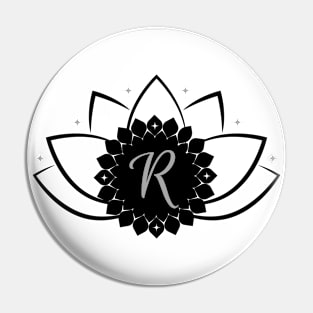 R - Lotus Flower Monogram Pin