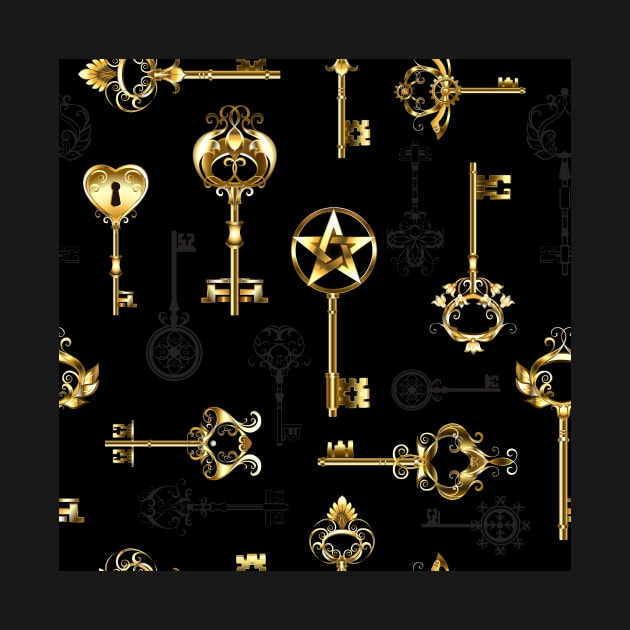 Seamless Pattern with Golden Keys by Blackmoon9