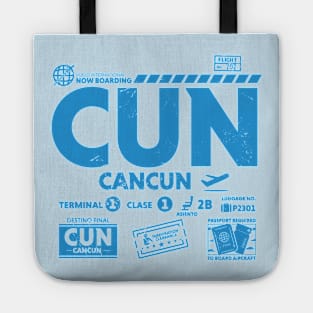 Vintage Cancun CUN Airport Code Travel Day Retro Travel Tag Mexico Tote