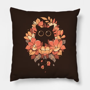 Feline Spy - cute floral black cat Pillow