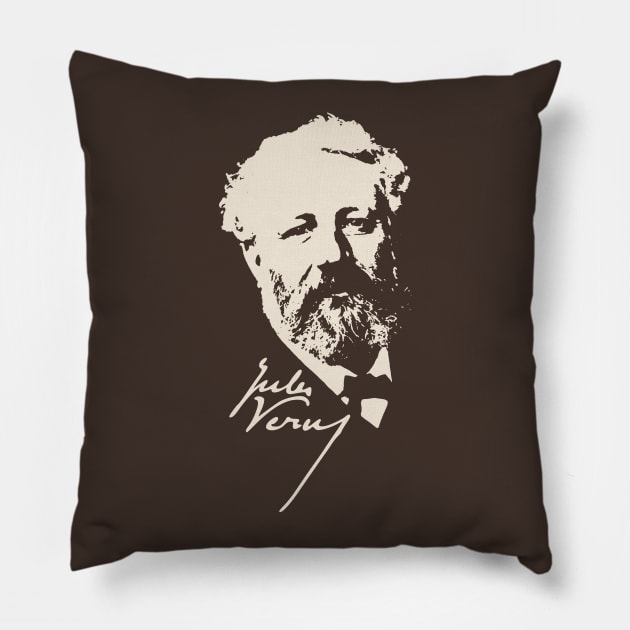 Science Fiction Visionary - Jules Verne Portrait 5 Pillow by EDDArt