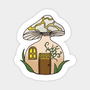 Yellow Mushroom House Fantasy Print Magnet