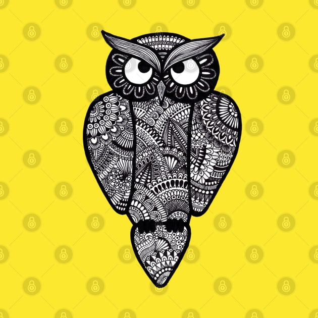 Owl (yellow background) by calenbundalas