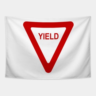 Yield Sign Symbol In Red Tapestry