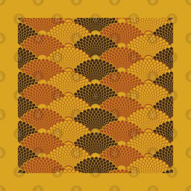 Reptile skin japanese seamless pattern (gold and brown colors) by lents