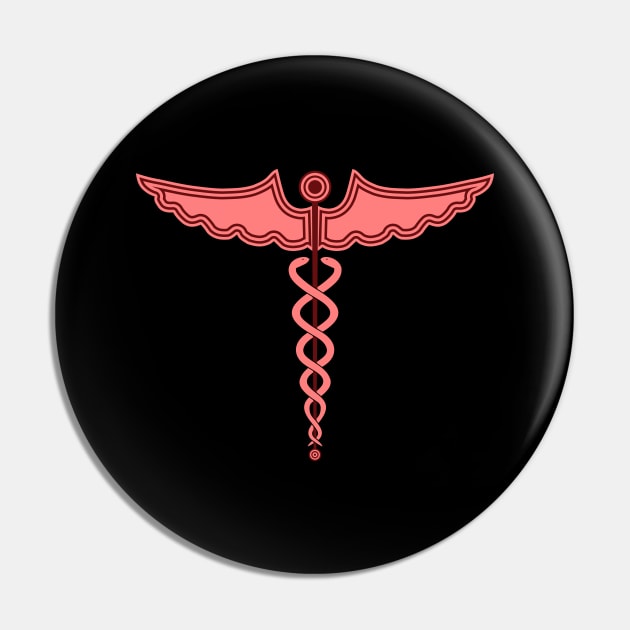 Caduceus Staff of Hermes Red Pin by Wareham Spirals