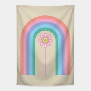 RAINBOW FLORAL Retro Mid-Century Modern Geometric Vintage Flower in Cottage Pastels - UnBlink Studio by Jackie Tahara Tapestry