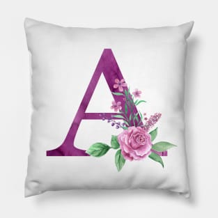 Floral Monogram A Beautiful Rose Bouquet Pillow