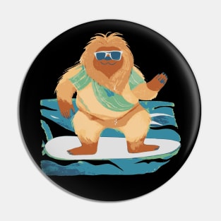 Bigfoot on a Surfboard Pin