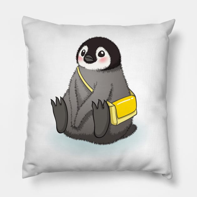 Happy emperor penguin chick Pillow by tomodaging