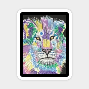 Colorful abstract lion face art Magnet