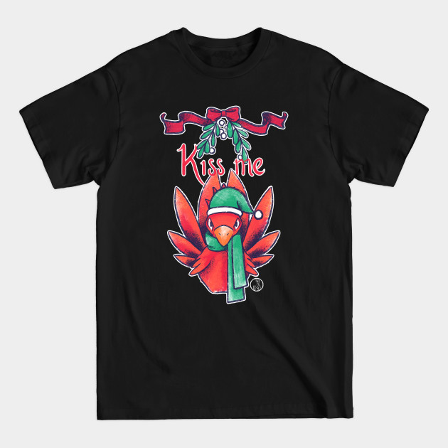 Disover Kiss Me. I dare you. Red Chocobo under the mistletoe from Final Fantasy 14 Online - Final Fantasy Xiv - T-Shirt