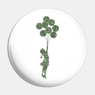 Banksy Flying Balloons Girl by US dollar Pin