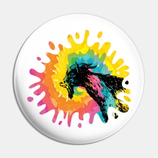 Love Goats Rainbow Tye Dye Artsy Pin