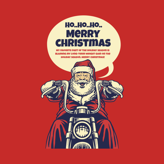 hand drawn santa claus riding motorcycle by FunSillyShop