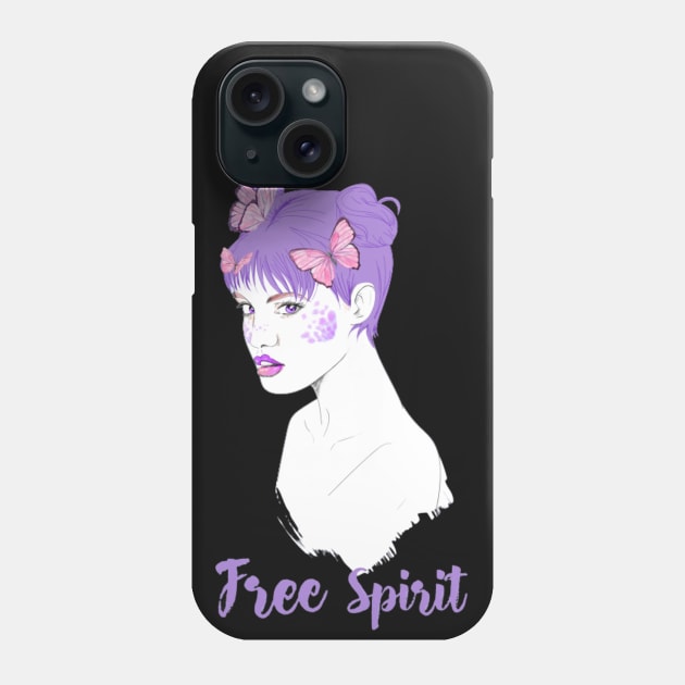 Free Spirit Purple Girl Phone Case by Calmavibes