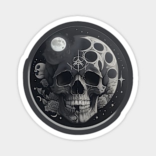 Moon skull with stars Magnet