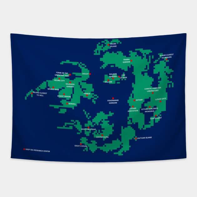 Pixelated Final Fantasy 8 World Map Tapestry by inotyler