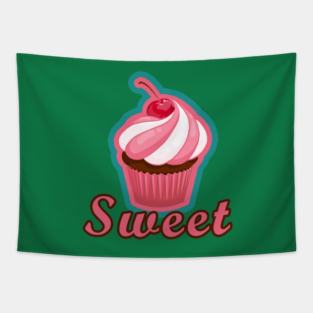 Sweet Pink Cupcake Design Tapestry by grosvenordesign