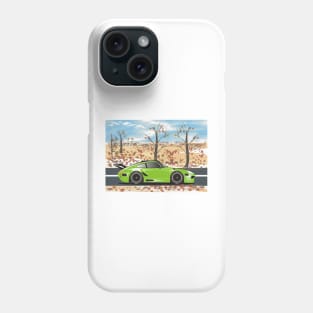SuperCar on Desert Road during Autumn  - Lime Green Phone Case