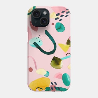 Geometric Organic Pieces PINK GREEN Phone Case