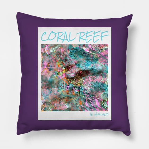 Coral Reef Abstract Monoprint Pillow by Heatherian