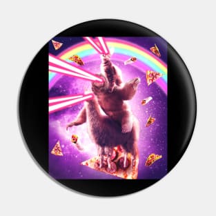 Laser Eyes Space Cat Riding Sloth, Llama - Rainbow Pin