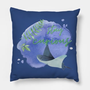 Stay Curious Watercolour Friendly Stingray Pillow