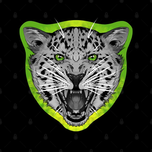 illustrated Jaguar PRIDE series eye colour trim, grey scale animal by illustratelaw