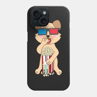 Kawaii dog watching movies and eating popcorn Phone Case