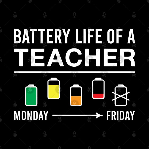 Battery Life of A Teacher Funny Teaching by FOZClothing