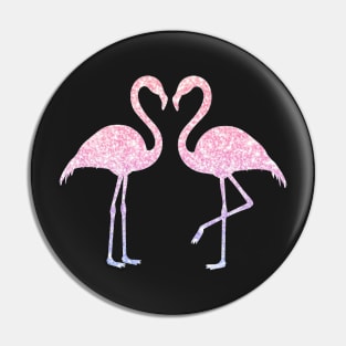 Light Pink Purple Ombre Faux Glitter Flamingos Silhouette Pin