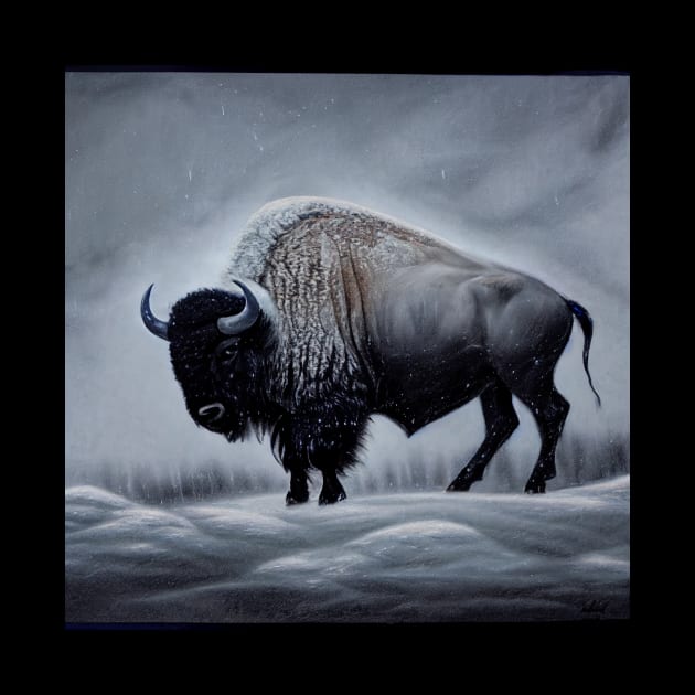 Bison in Snowstorm by fistikci