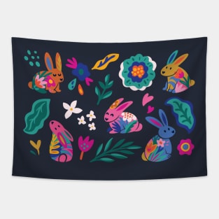 Floral bunnies Tapestry