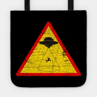 Warning Alien Abduction Sign Tote